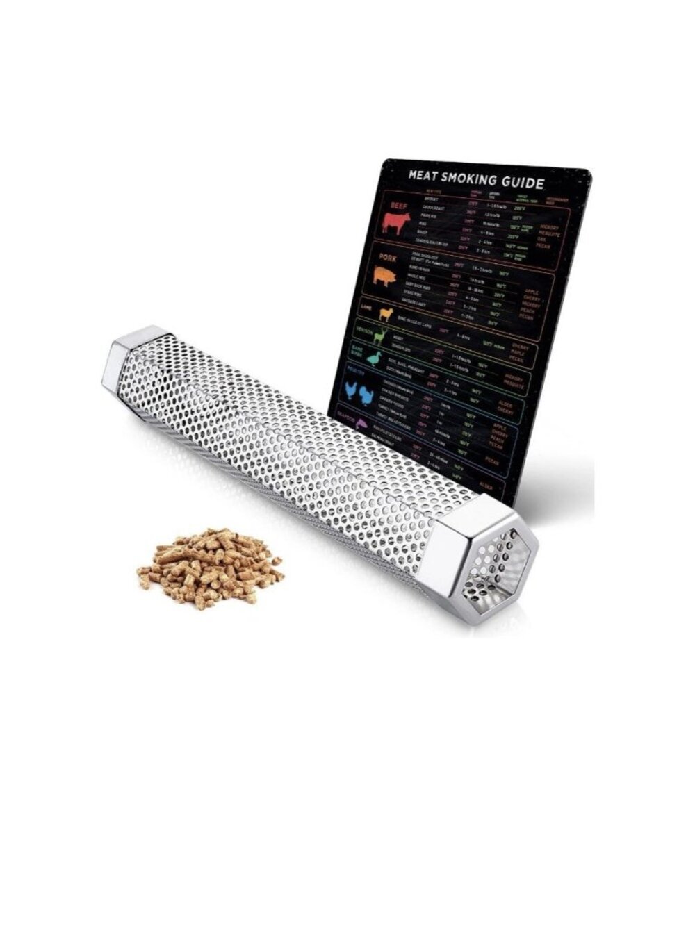 BBQ Meat Temperature Magnet & Pellet Smoker Tube Bundle, New In Box